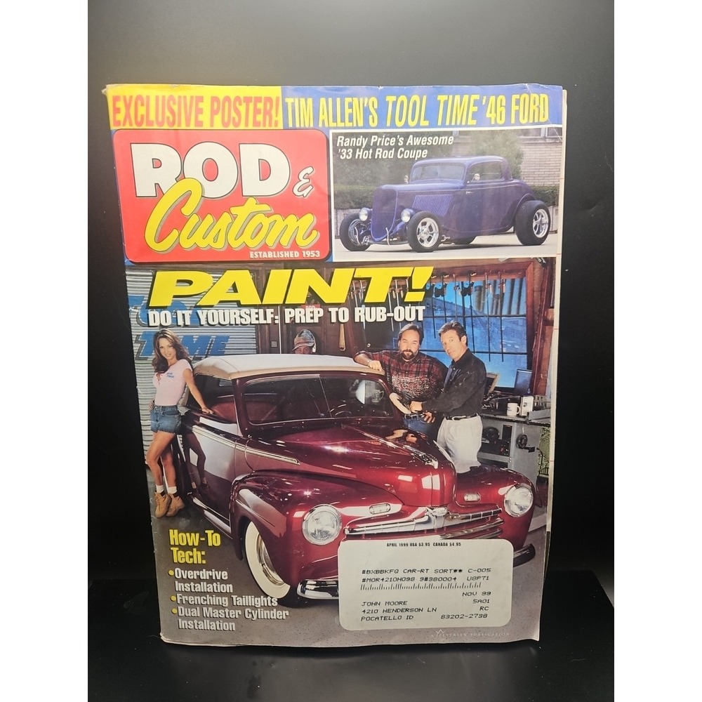 Rod & Custom Magazine, April 1999‎ Tim Allen 1946 Ford Cover, Original Poster